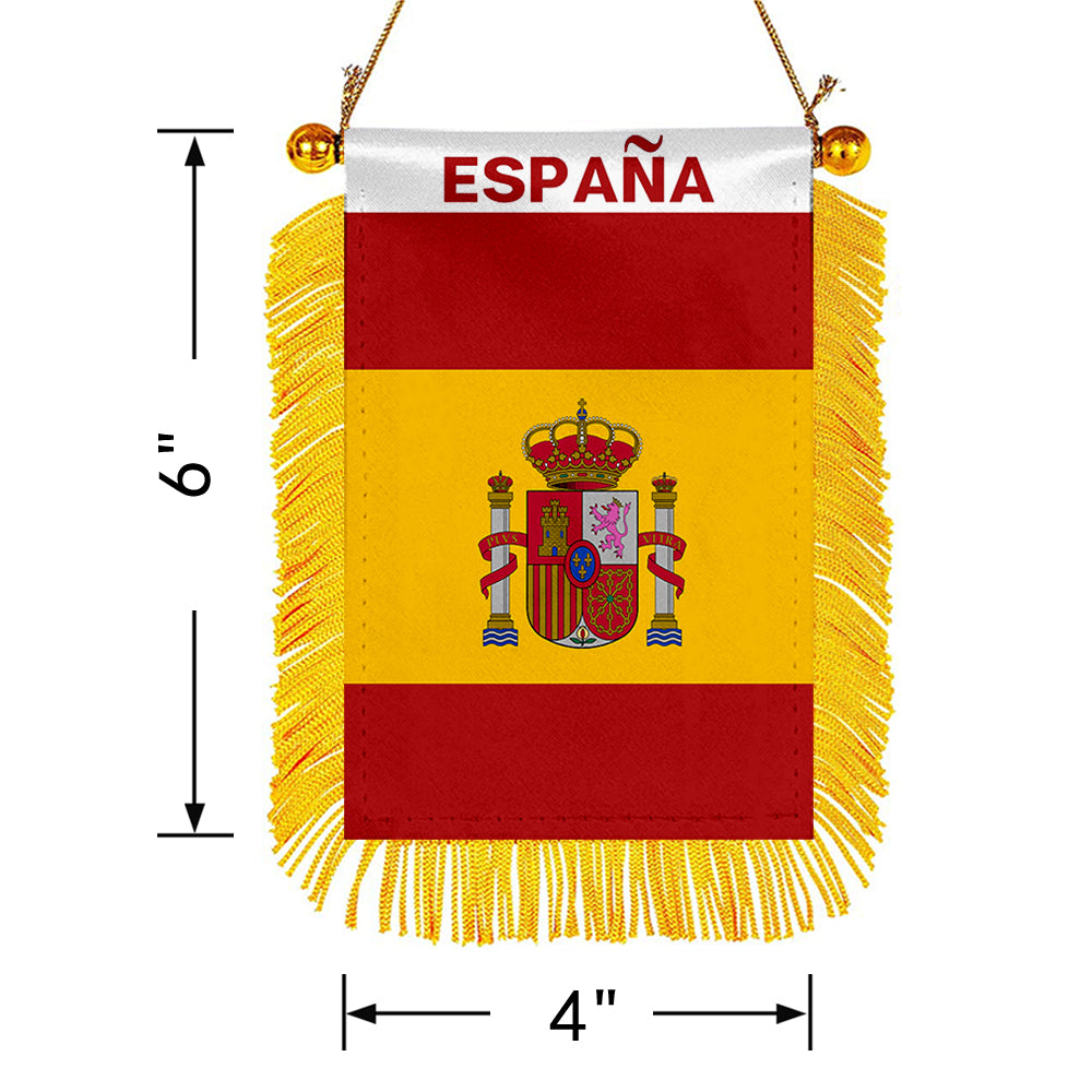 España Mini Car Rearview Mirror Flag Banner - 2PC