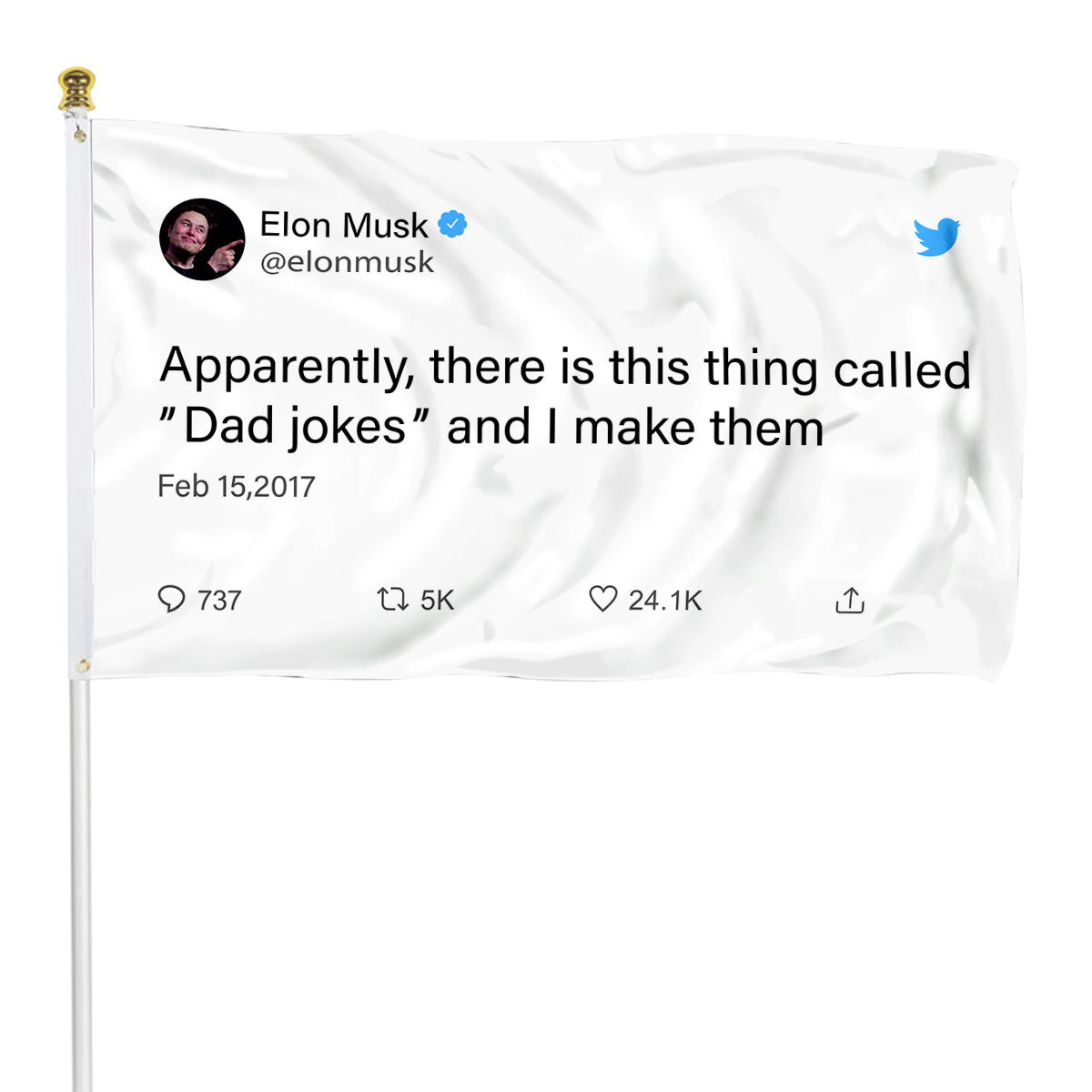 Fyon Elon Musk Funny twitter Banner flag Apparently there is this thing call dad jokes and I make them Indoor and outdoor banner