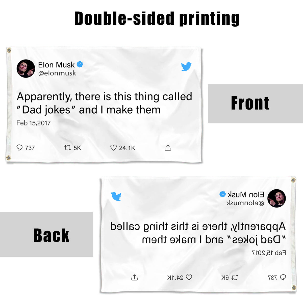Fyon Elon Musk Funny twitter Banner flag Apparently there is this thing call dad jokes and I make them Indoor and outdoor banner