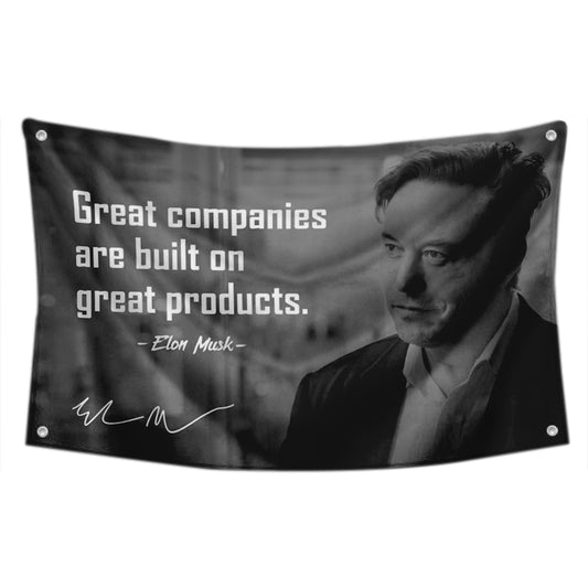 Fyon Elon Musk Success Quote with Signature Flag Indoor and Outdoor Banner