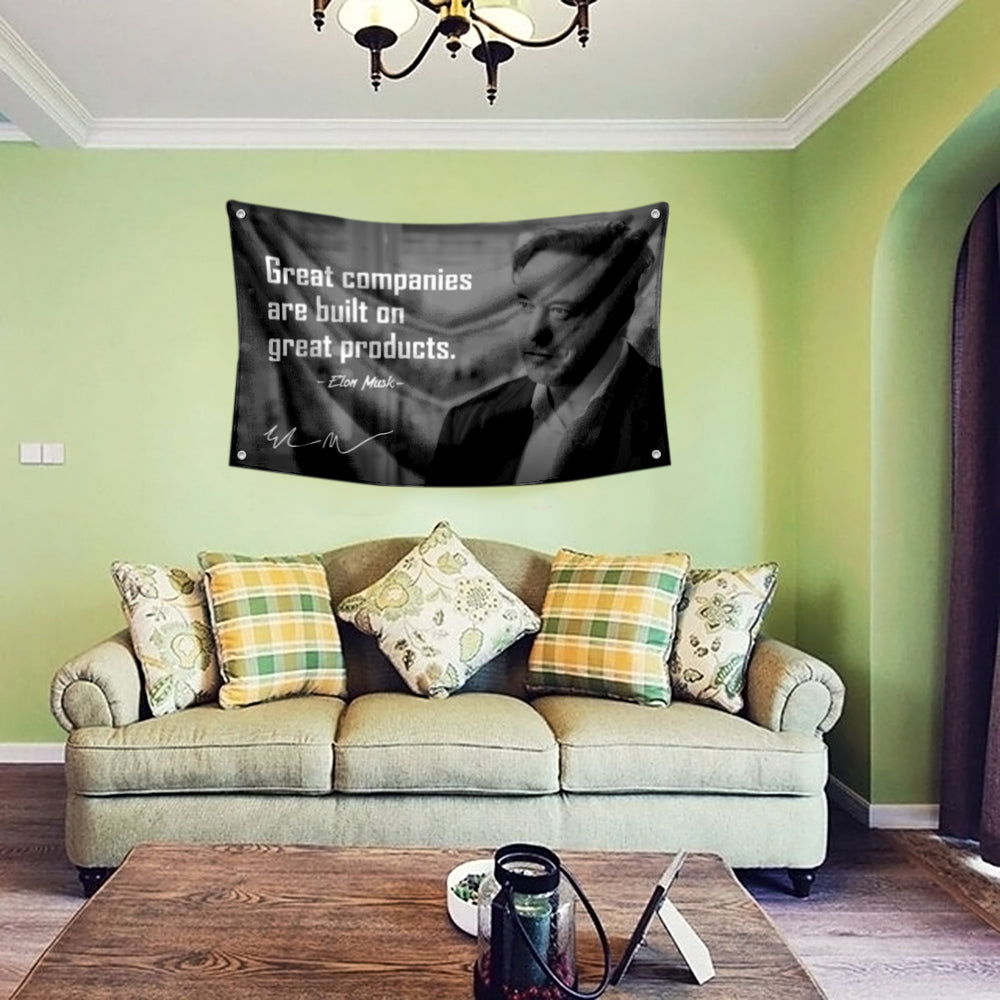 Fyon Elon Musk Success Quote with Signature Flag Indoor and Outdoor Banner
