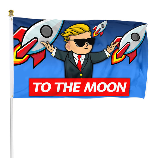 Fyon Elon Musk to the moon Flag Banner