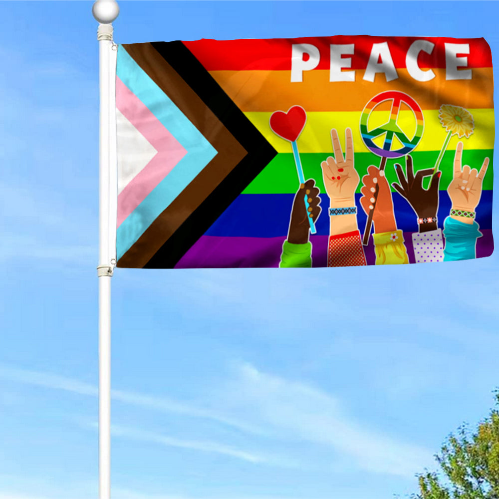 Fyon Equality LGBT Pride Peace Rainbow Hippie Flower Flag 41565 Indoor and Outdoor Banner