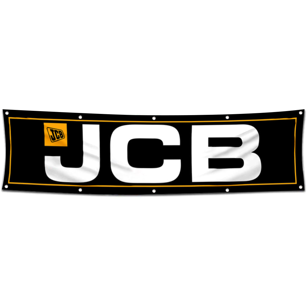 Fyon Excavator Garage shop Decor Banner Works for JCB Flag 2x8 Feet