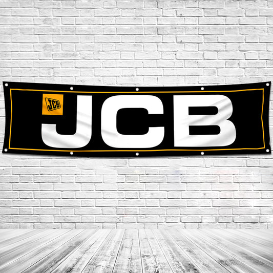 Fyon Excavator Garage shop Decor Banner Works for JCB Flag 2x8 Feet