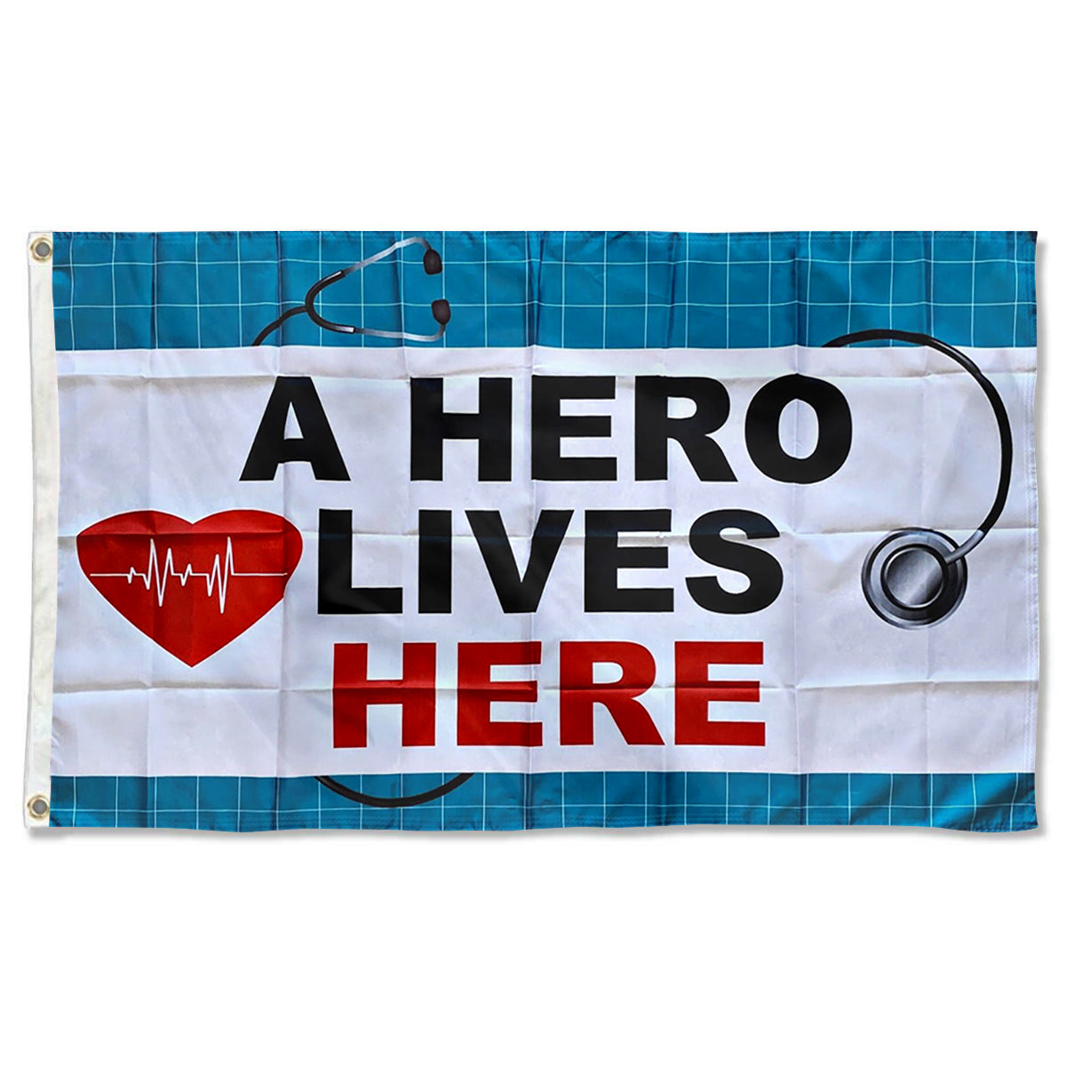 Fyon A Hero Lives Here Nurse Flag Indoor and Outdoor Banner