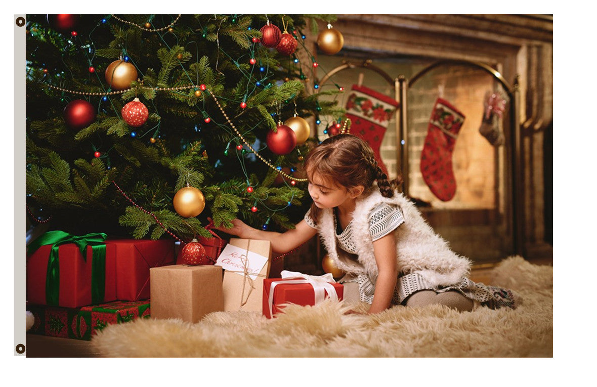 Merry Christmas Flag--Girl and Christmas Trees party Flag Indoor and outdoor banner