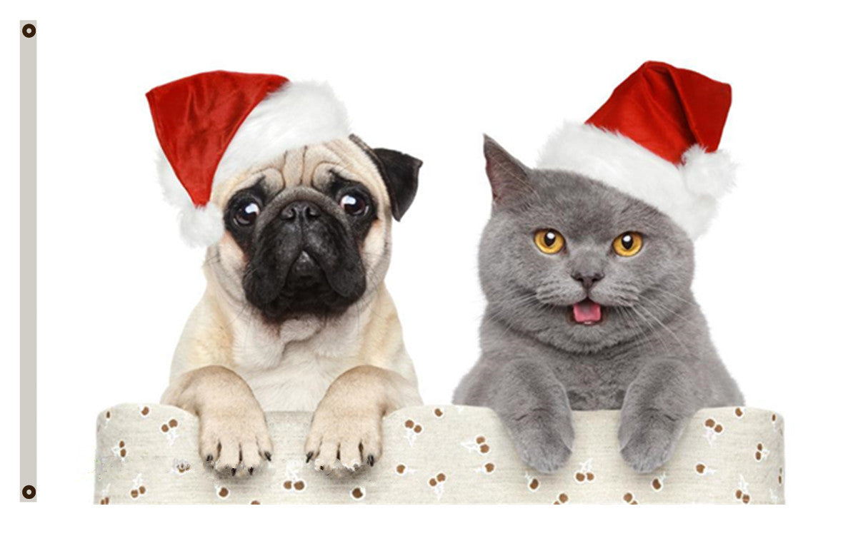 Merry Christmas Flag Dogs and Cats Flag Indoor and outdoor banner