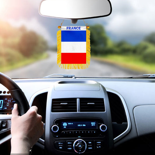 France Mini Car Rearview Mirror Flag Banner - 2PC