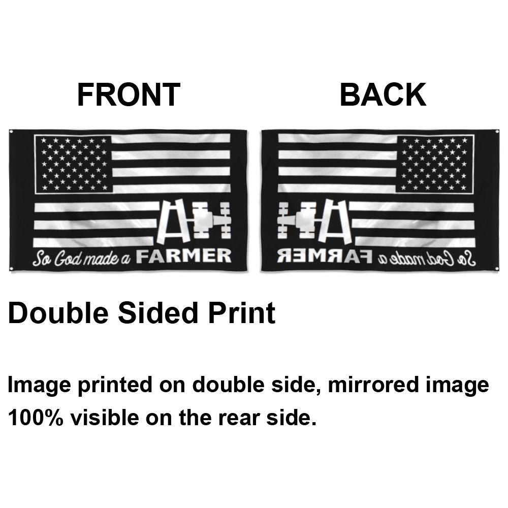 Fyon Farmer God Made A Farmer Flag Black and White Indoor and outdoor banner