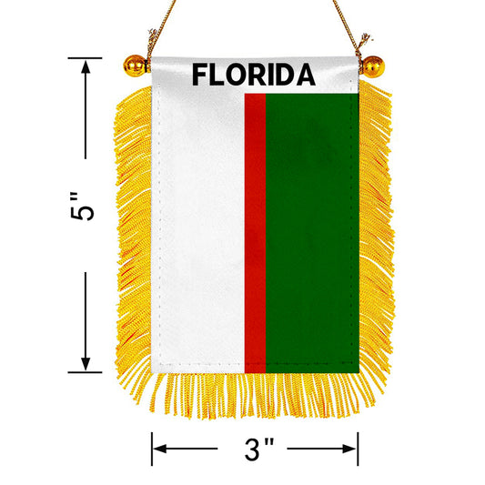 Florida, Puerto Rico Flag Mini Car Rearview Mirror Flag Banner - 2PC