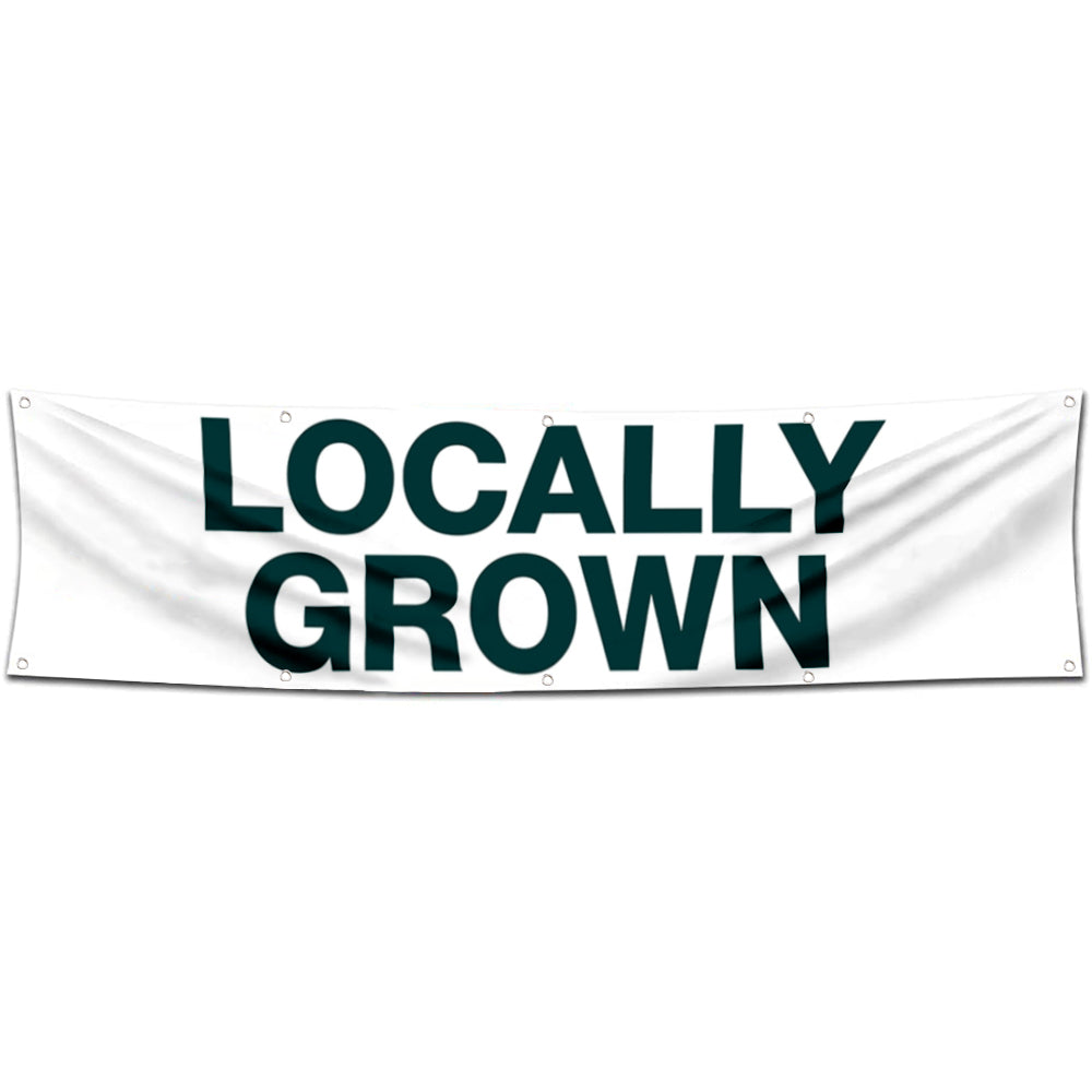 Fyon Food Garage Shop Decor Banner Works for Locally Grown Flag 2x8 Feet