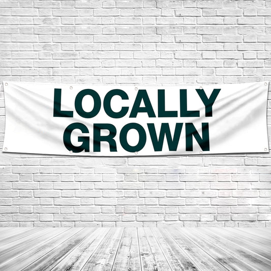 Fyon Food Garage Shop Decor Banner Works for Locally Grown Flag 2x8 Feet