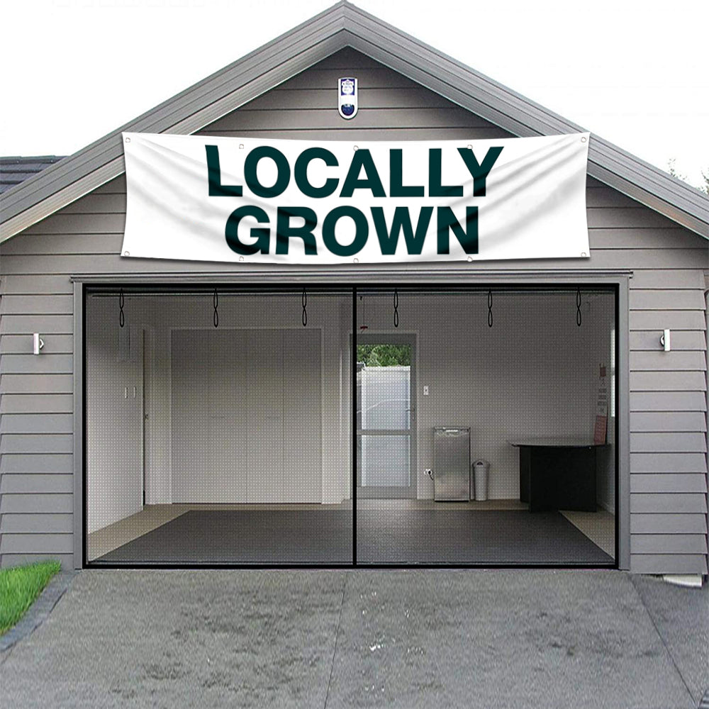 Fyon Food Garage Shop Decor Banner Works for Locally Grown Flag 2x8 Feet