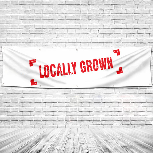 Fyon Food Garage Work Shop Decor Banner Works for Locally Grown Flag 2x8 Feet