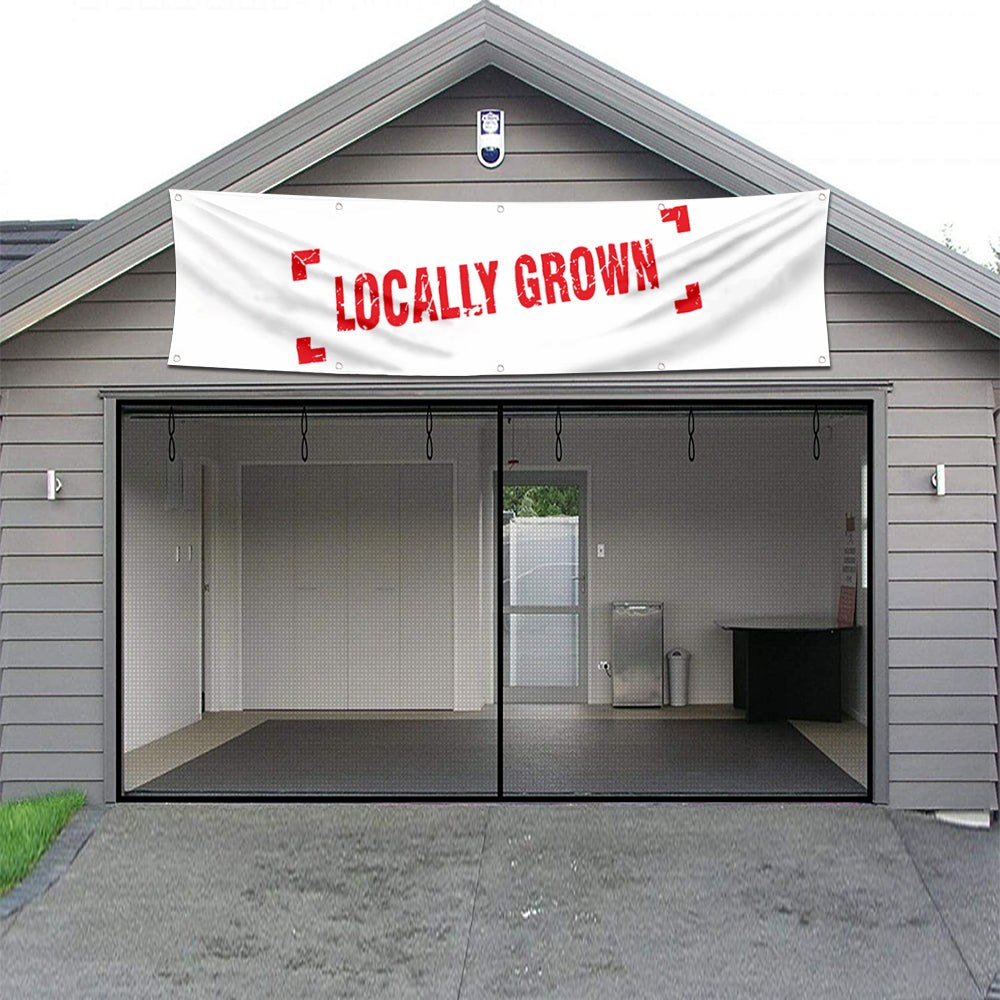 Fyon Food Garage Work Shop Decor Banner Works for Locally Grown Flag 2x8 Feet