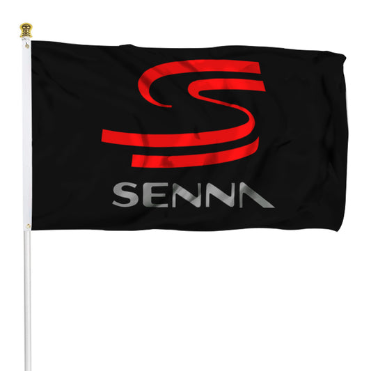 Fyon Formula One Ayrton Senna autograph Logo Flag-Black Flag Banner