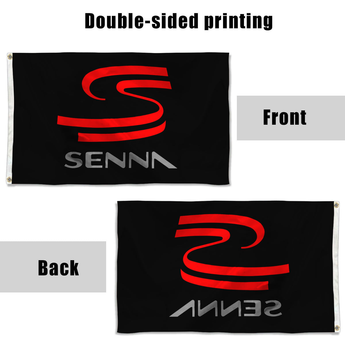 Fyon Formula One Ayrton Senna autograph Logo Flag-Black Flag Banner
