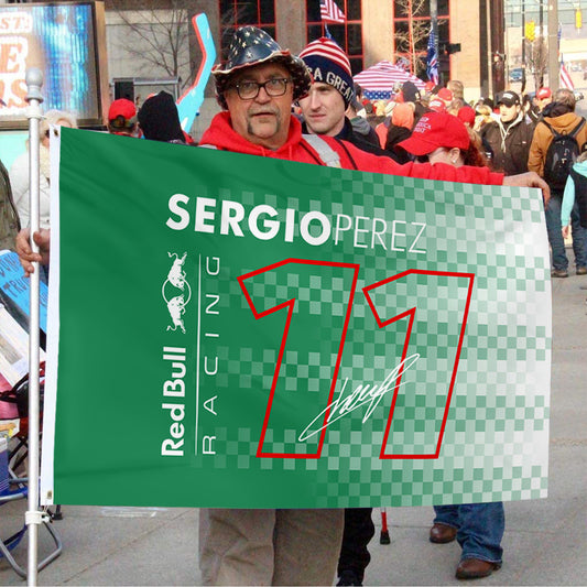 Fyon Formula one Sergio Perez 11# Racing Flag Indoor and Outdoor Banner