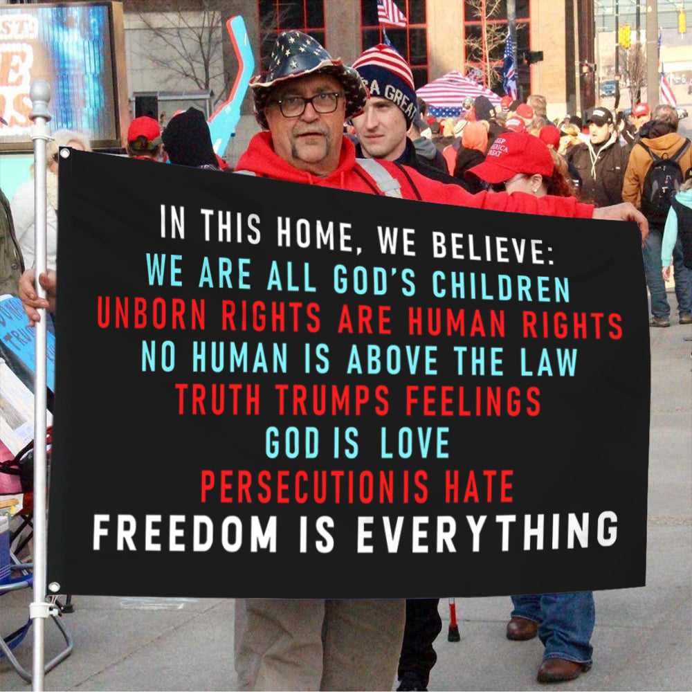Fyon Freedom is Everything Family Love USA Flag Indoor and Outdoor Banner