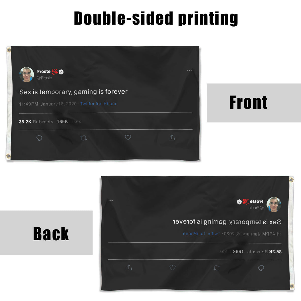 Fyon Froste Tweet Sex is temporary gaming Flag Indoor and outdoor banner