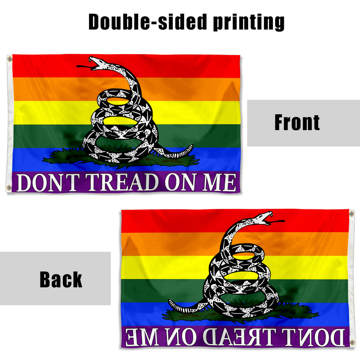 Fyon Rainbow Gadsden Flag Indoor and outdoor banner