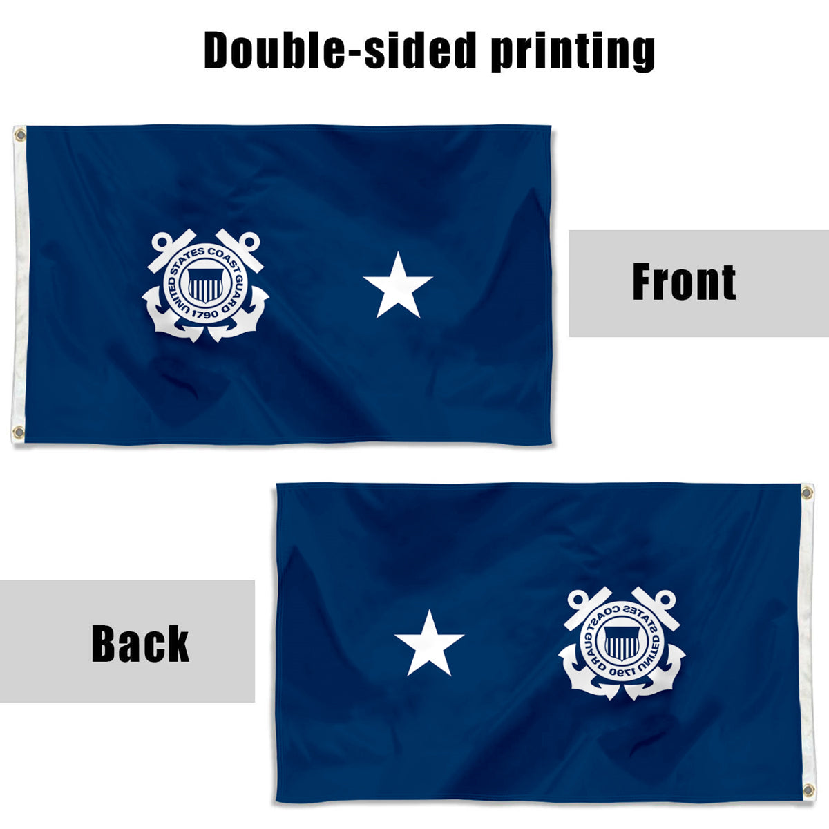 Fyon Uniformed Services Flag a Coast Guard Rear Admiral (Lower Half) Indoor and outdoor banner