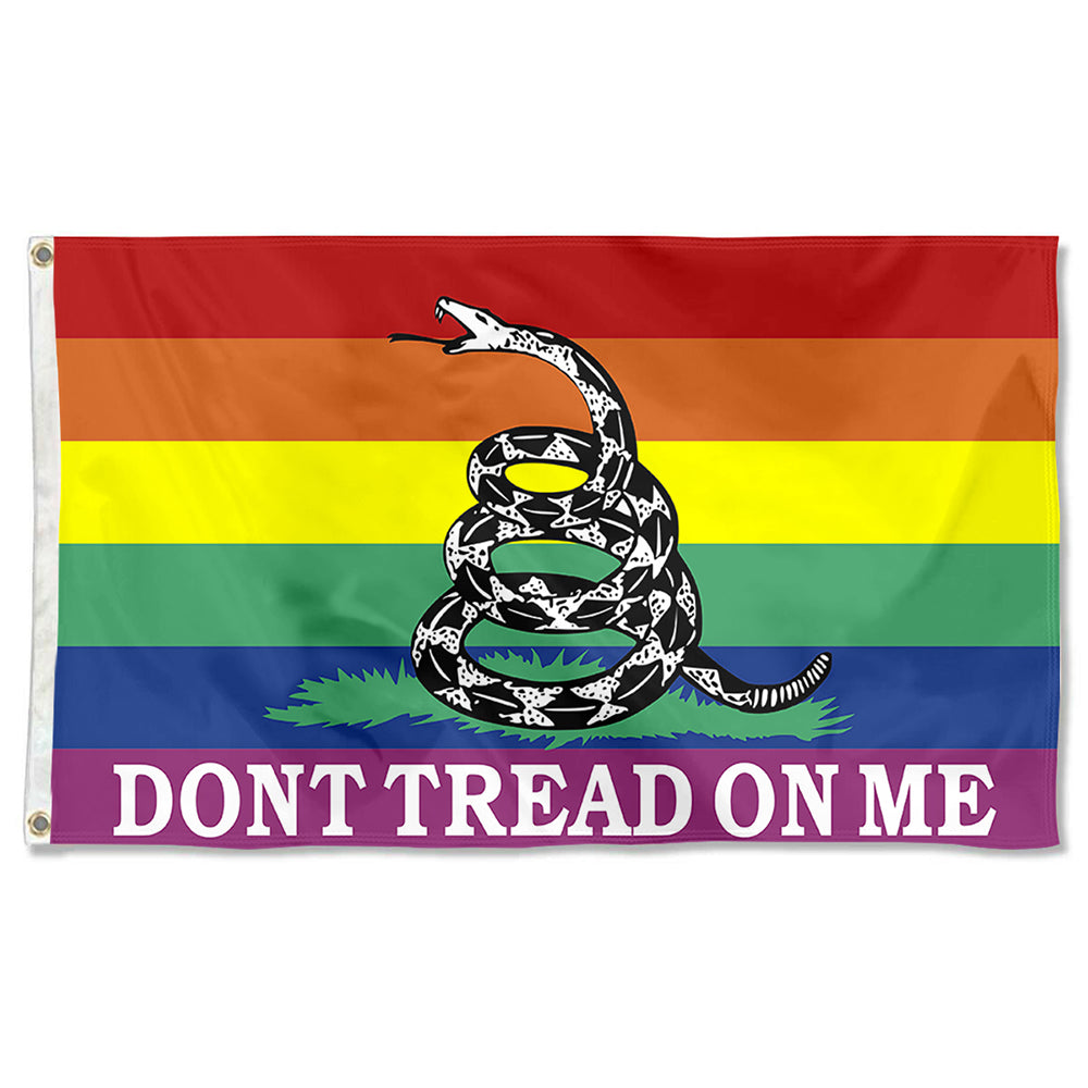 Fyon Gadsden Don't Tread On Me Gay Pride With Rainbow LGBT Flag Indoor and Outdoor Banner