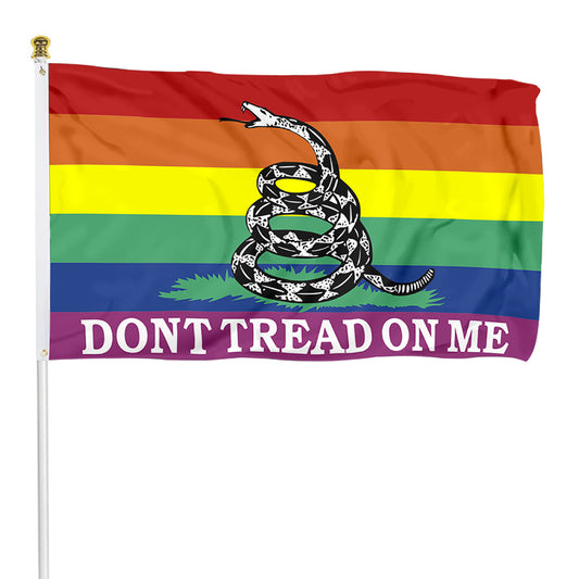 Fyon Gadsden Don't Tread On Me Gay Pride With Rainbow LGBT Flag Indoor and Outdoor Banner