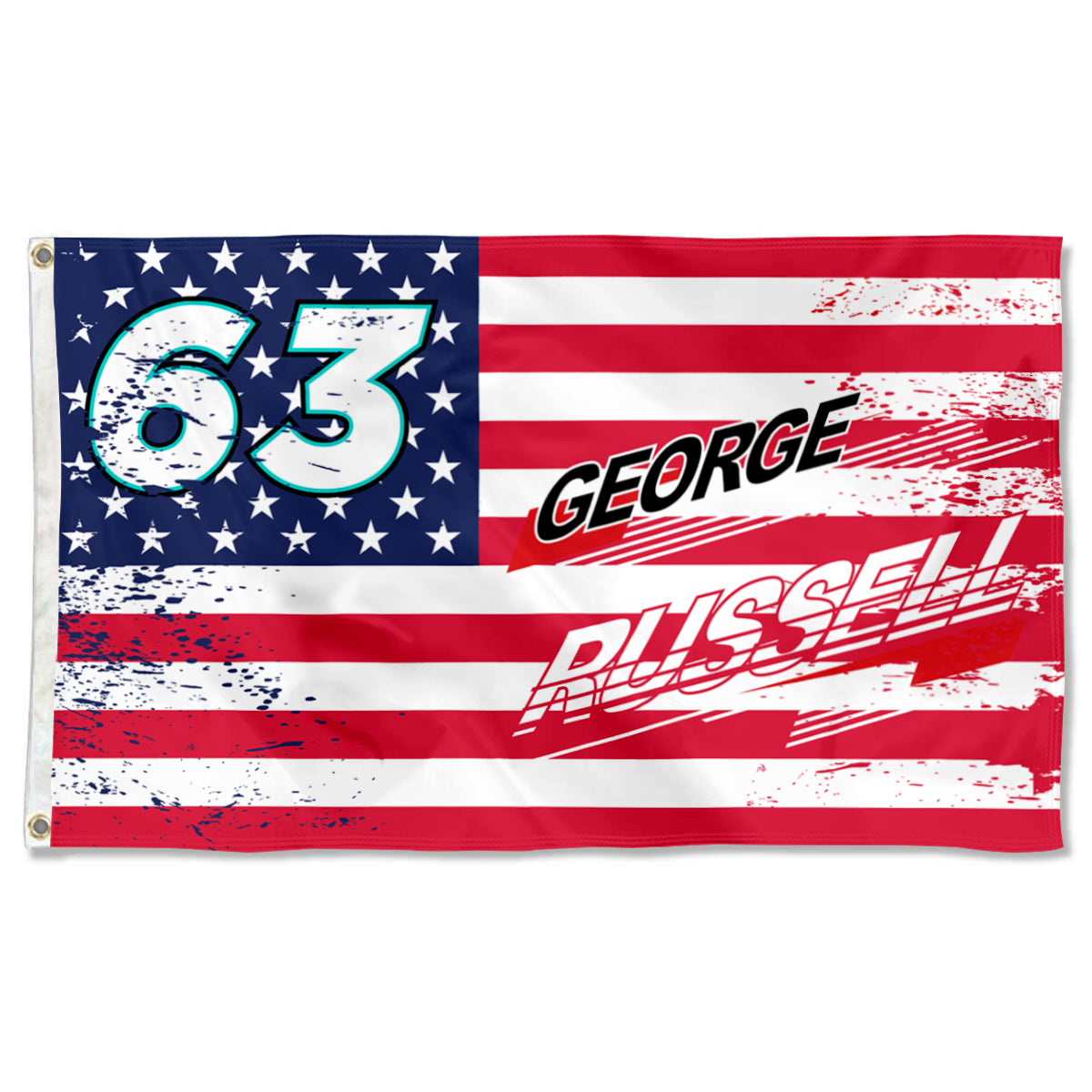 Fyon George Russell #63 Stars and Stripes Flag Banner