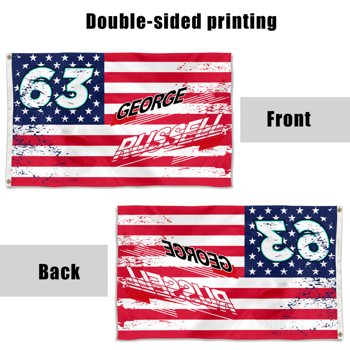 Fyon George Russell #63 Stars and Stripes Flag Banner