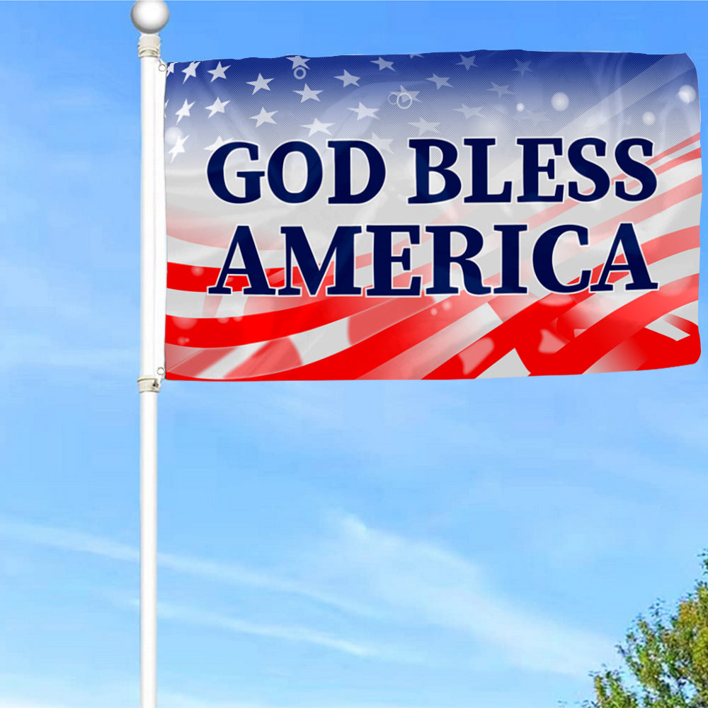 Fyon God Bless America Flag Indoor and Outdoor Banner