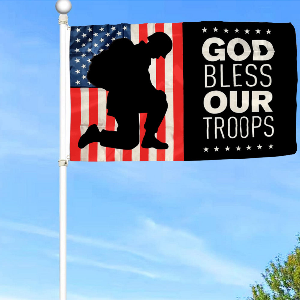 Fyon God Bless Our Troops Flag Indoor and Outdoor Banner