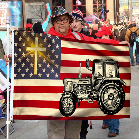Fyon God Blessed Farm Tractor Flag 41515 Indoor and outdoor banner