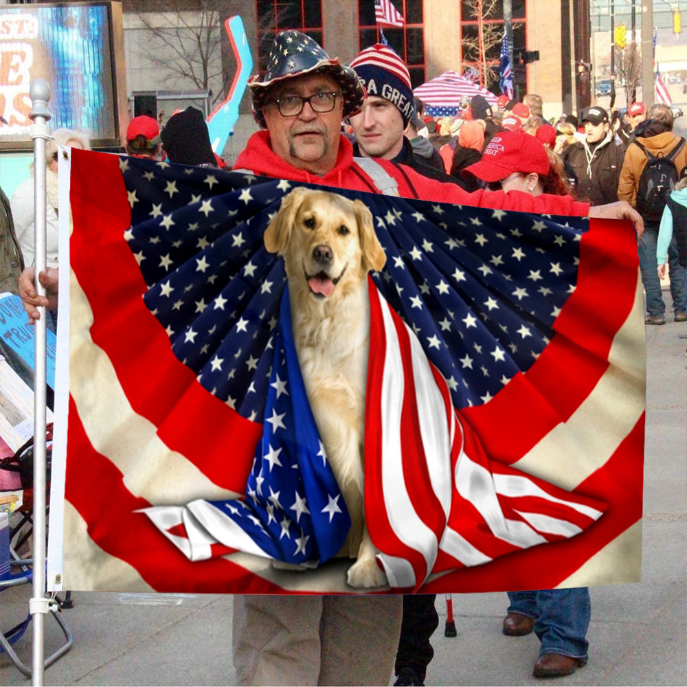 Fyon Golden Retriever Patriotic Dog Bunting American Flag 41421 Indoor and outdoor banner
