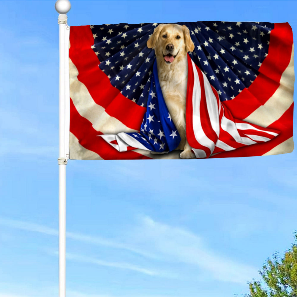 Fyon Golden Retriever Patriotic Dog Bunting American Flag 41421 Indoor and outdoor banner