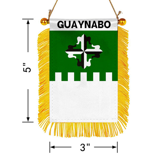 Guaynabo, Puerto Rico Flag Mini Car Rearview Mirror Flag Banner - 2PC