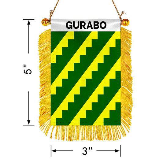 Gurabo, Puerto Rico Flag Mini Car Rearview Mirror Flag Banner - 2PC