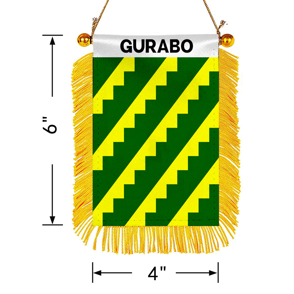 Gurabo, Puerto Rico Flag Mini Car Rearview Mirror Flag Banner - 2PC