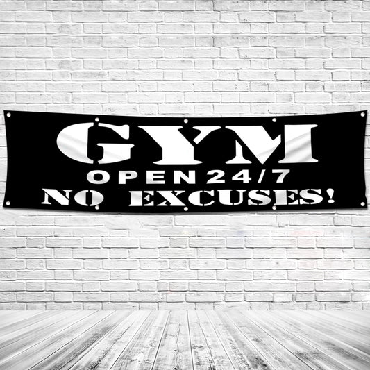 Fyon Gym Open Garage Shop Decor Banner Work for GYM Flag 2x8 Feet