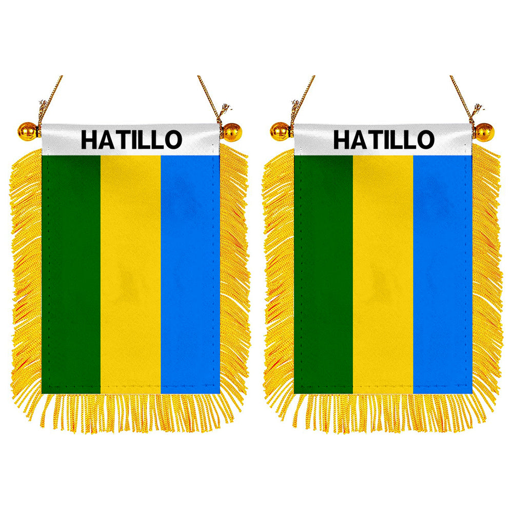 Hatillo, Puerto Rico Flag Mini Car Rearview Mirror Flag Banner - 2PC