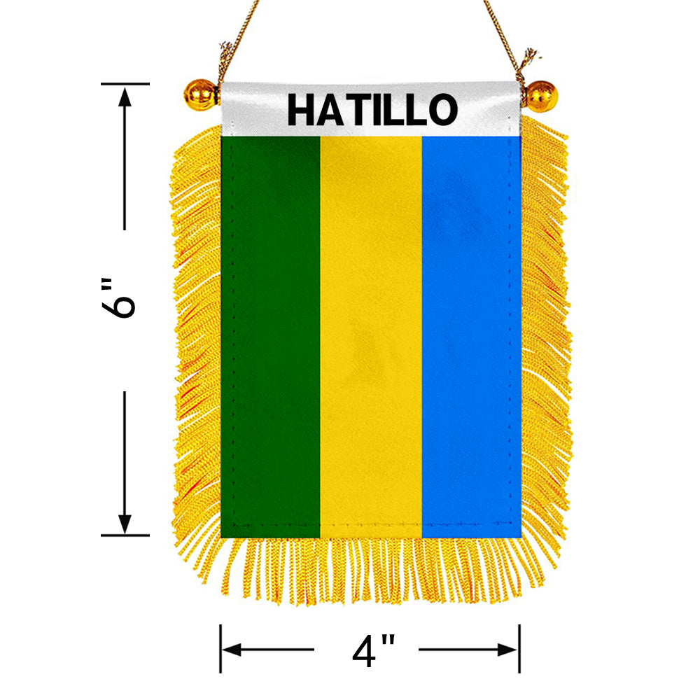 Hatillo, Puerto Rico Flag Mini Car Rearview Mirror Flag Banner - 2PC