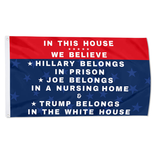 Fyon  Hillary Belongs In Prison Desantis Flag Banner