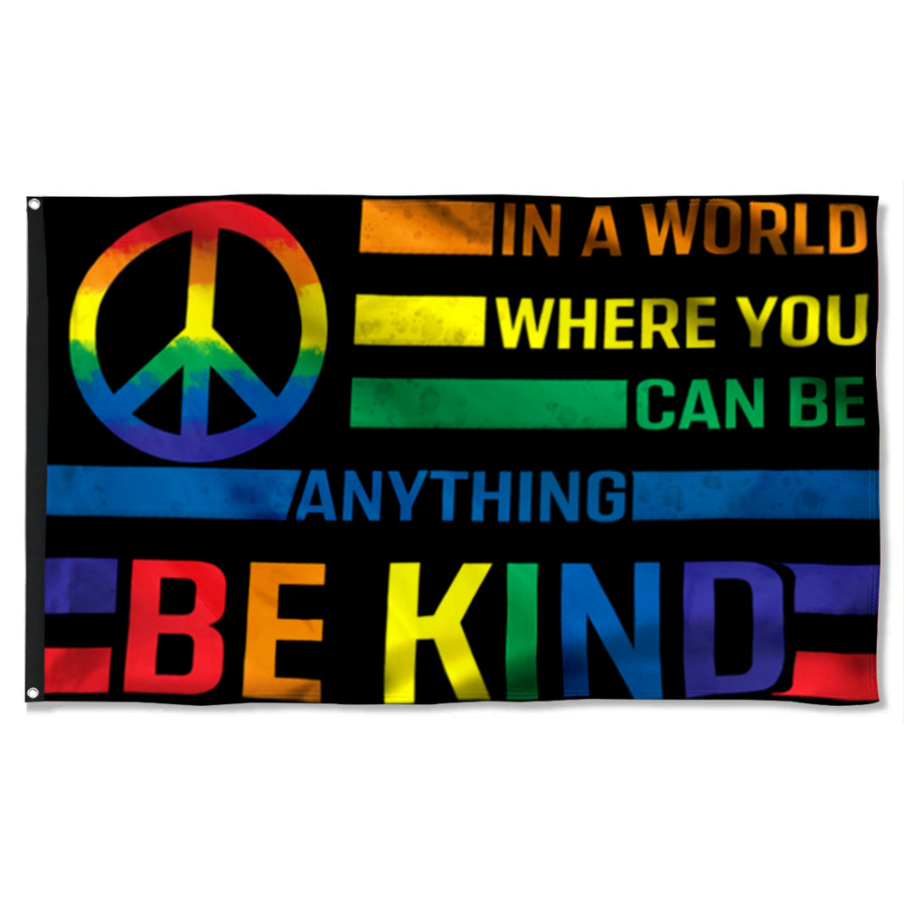 Fyon Hippie In A World Where You Can Be Anything Be Kind Flower Flag 41569 Indoor and Outdoor Banner