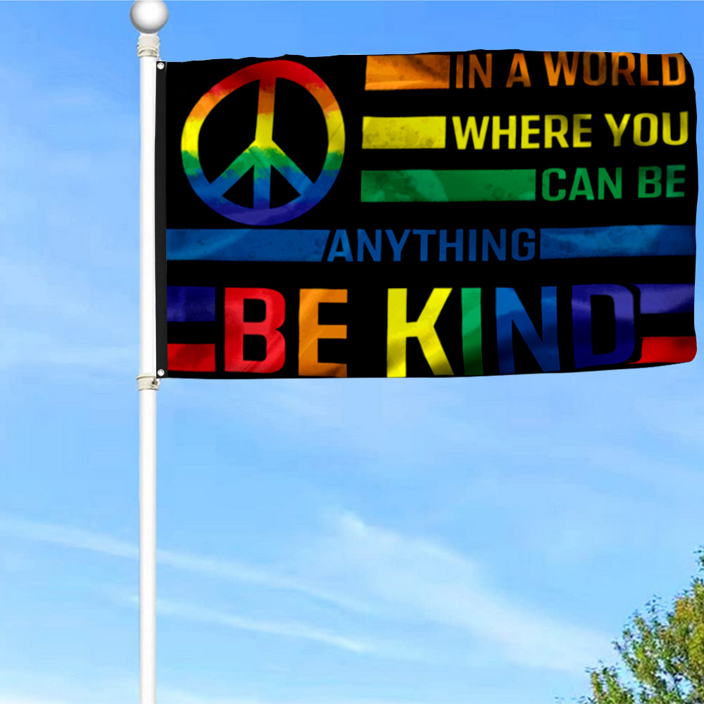 Fyon Hippie In A World Where You Can Be Anything Be Kind Flower Flag 41569 Indoor and Outdoor Banner