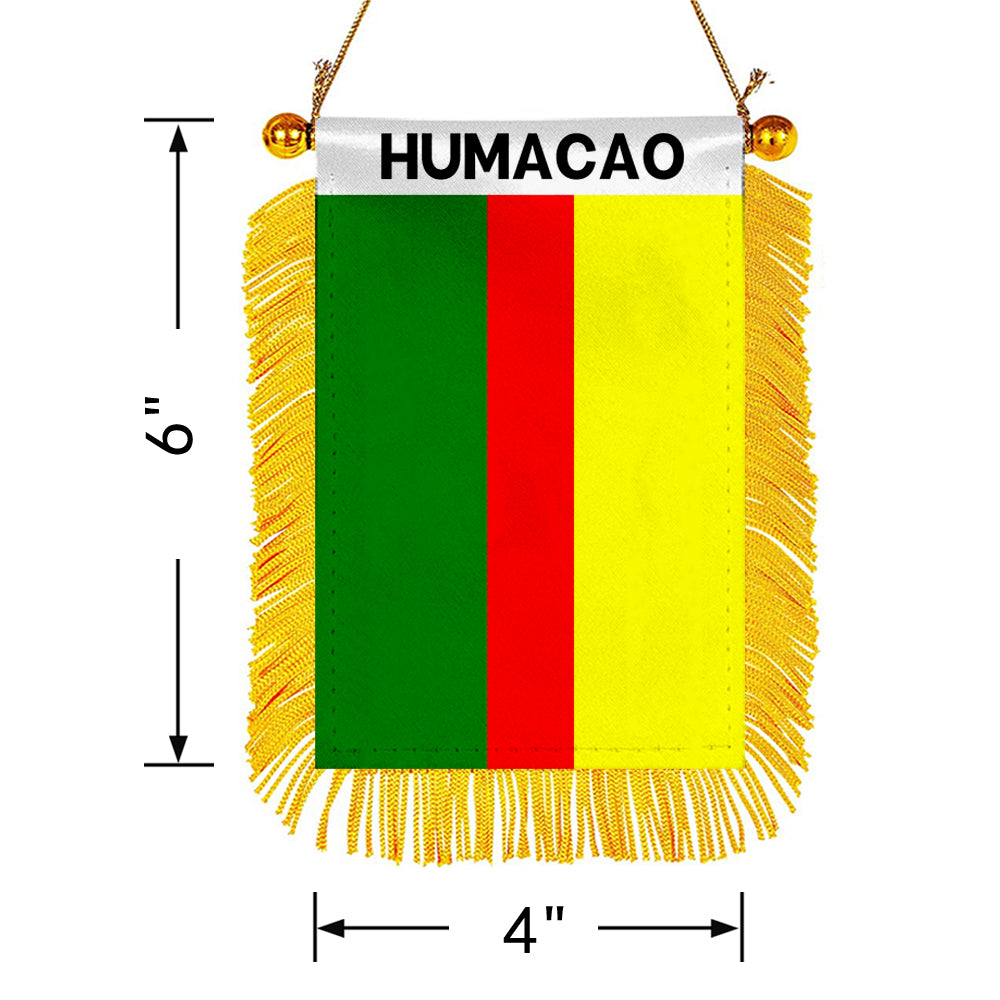 Humacao, Puerto Rico Flag Mini Car Rearview Mirror Flag Banner - 2PC