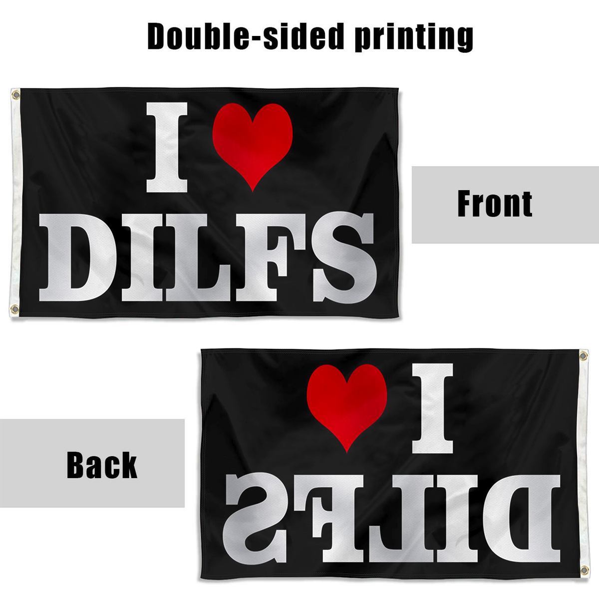 Fyon I Heart Dilfs Flag Indoor and outdoor banner Black