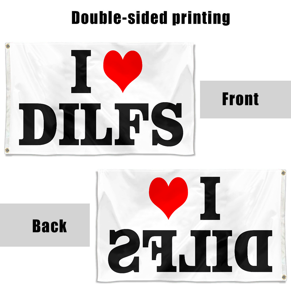 Fyon I Heart Dilfs Flag Indoor and outdoor banner White