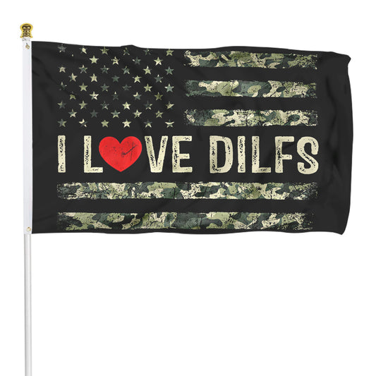 Fyon I Love DILFS Flag I heart DILFs Fisherman American Indoor and outdoor banner