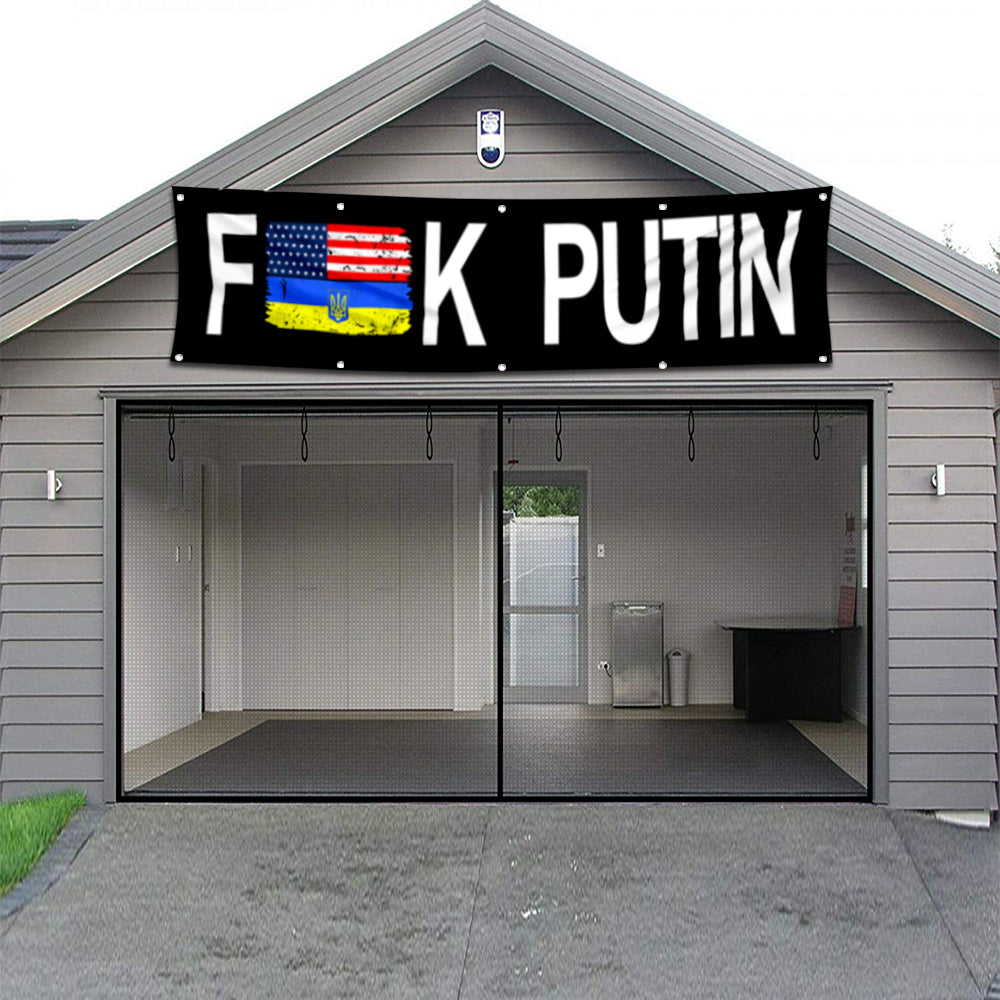 Fyon I Stand With Ukraine Trident Ukrainian Anti Putin Flag Banner 2x8 Feet